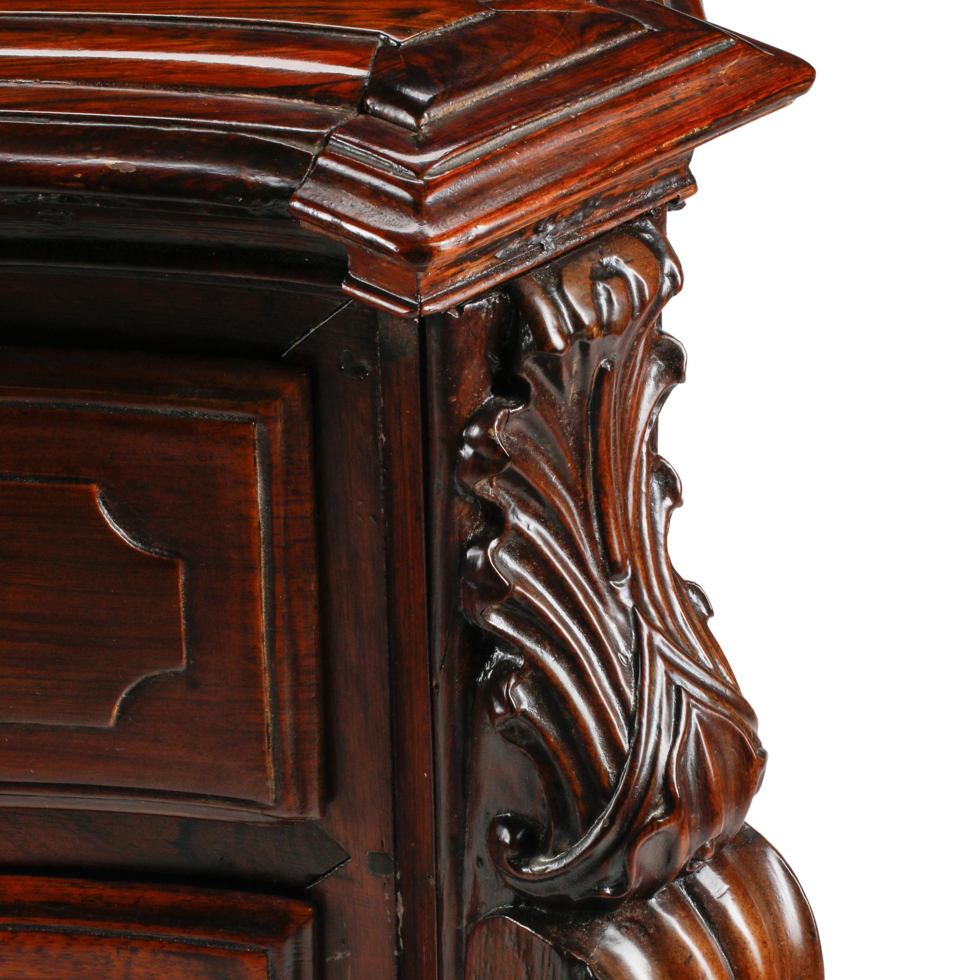 A Portuguese Carved Rosewood Chest of Drawers