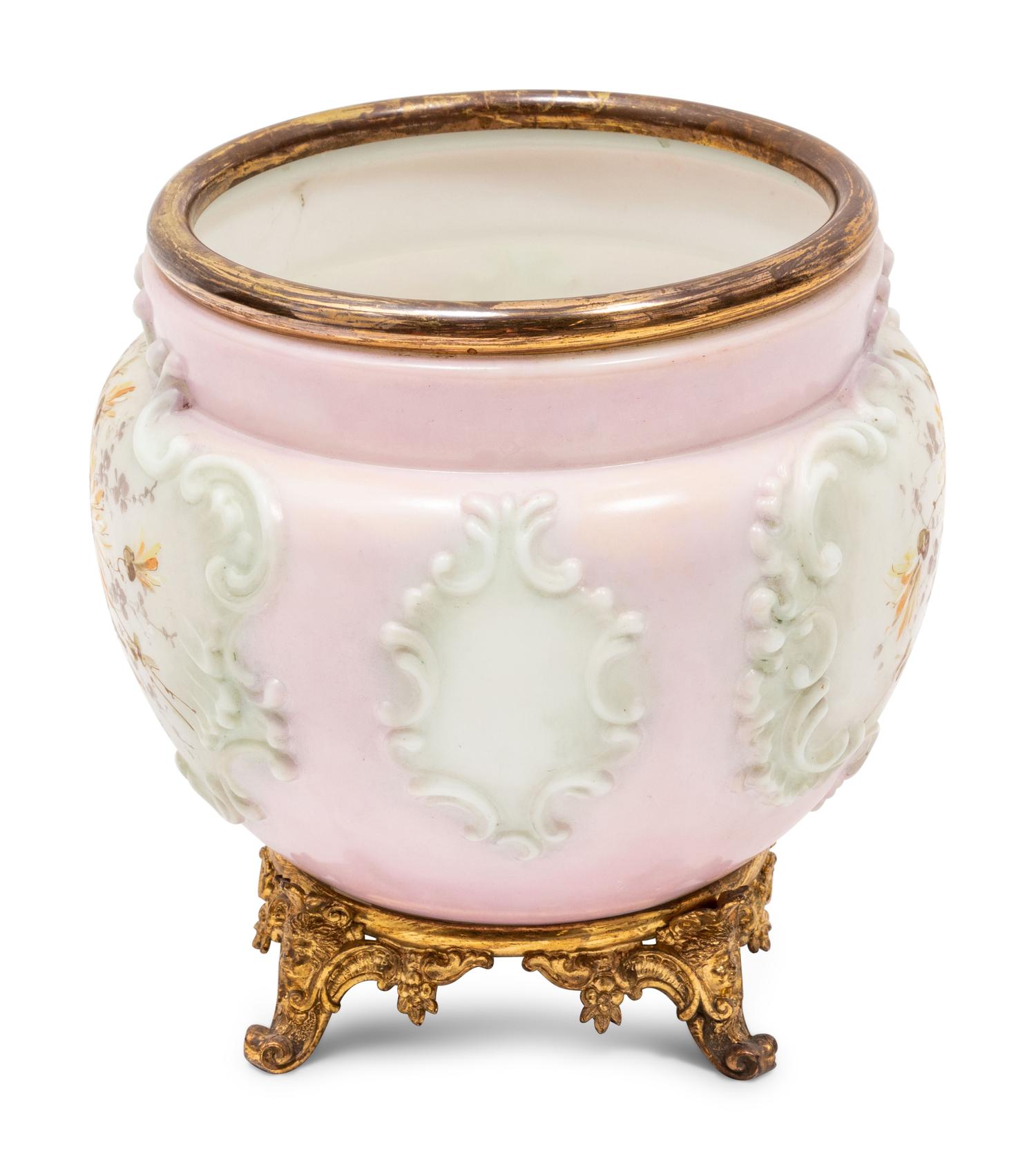 A Wavecrest Glass and Gilt Metal Jardinière