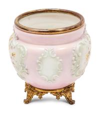A Wavecrest Glass and Gilt Metal Jardinière