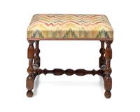 A William & Mary Turned Birch And Maple Stool