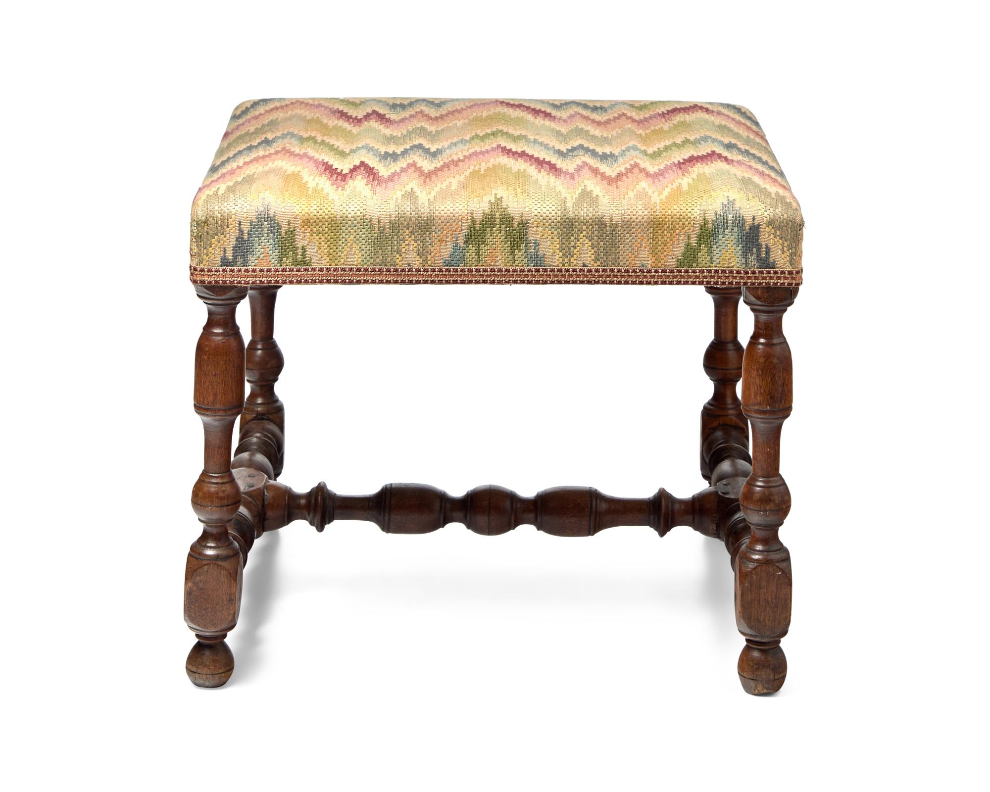 A William & Mary Turned Birch And Maple Stool