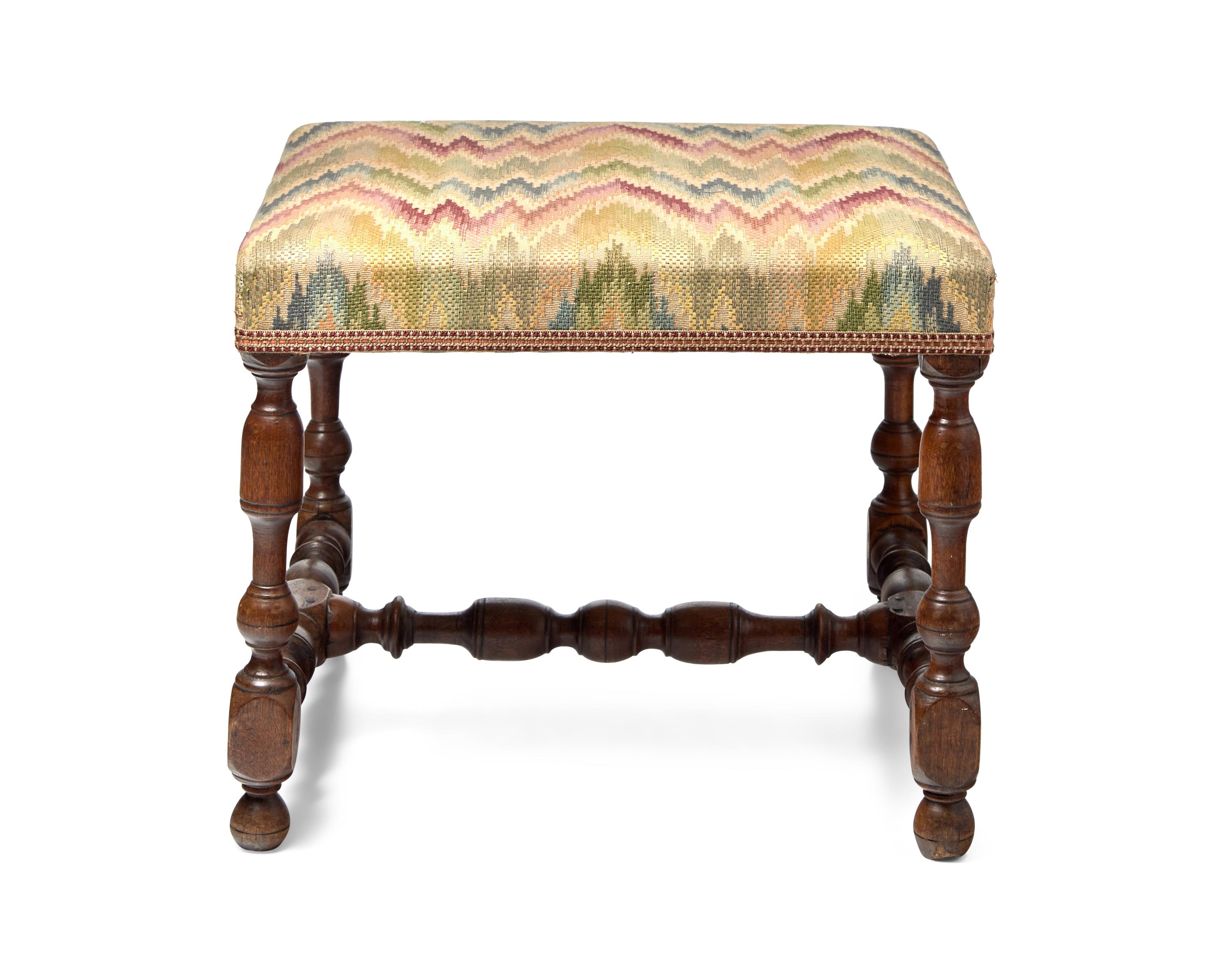 A William & Mary Turned Birch And Maple Stool