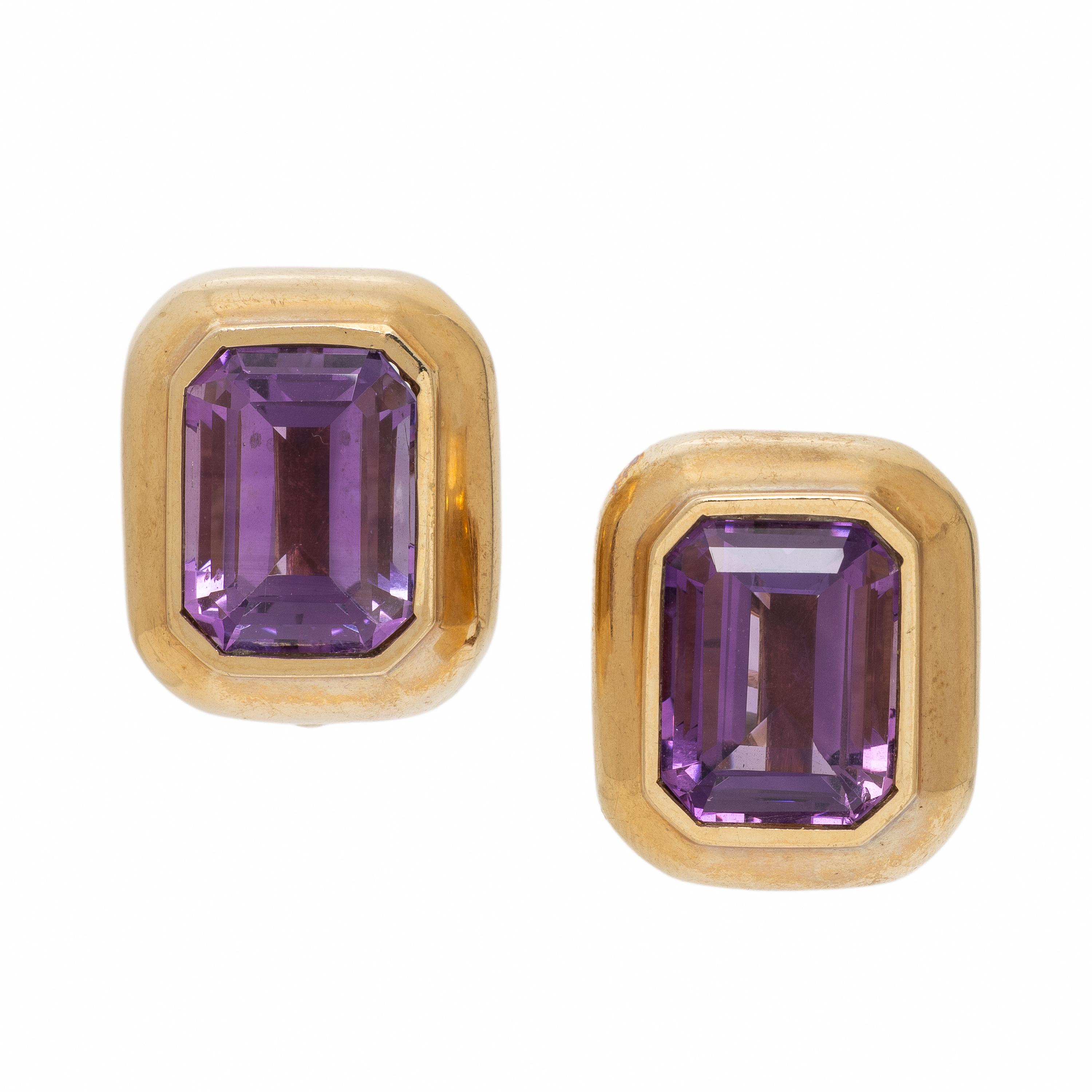 Amethyst and Yellow Gold Earrings