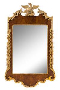 A George II Parcel Gilt Walnut Mirror Height 52 1/2 x width 32 inches. — 18TH CENTURY