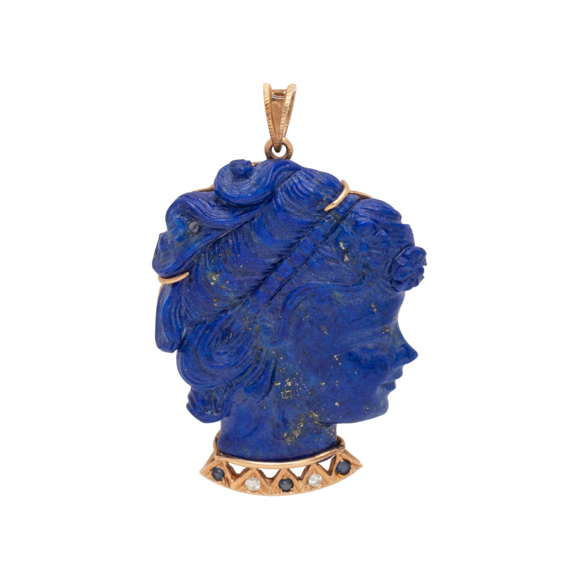 CARVED LAPIS LAZULI PENDANT