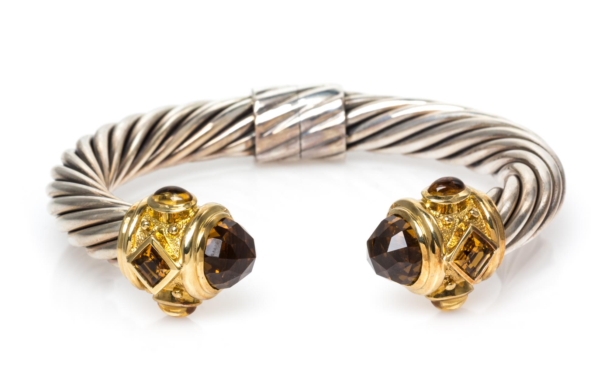 A Sterling Silver, 18 Karat Yellow Gold and Citrine 'Renaissance' Bracelet, David Yurman, 34.85 dwts.