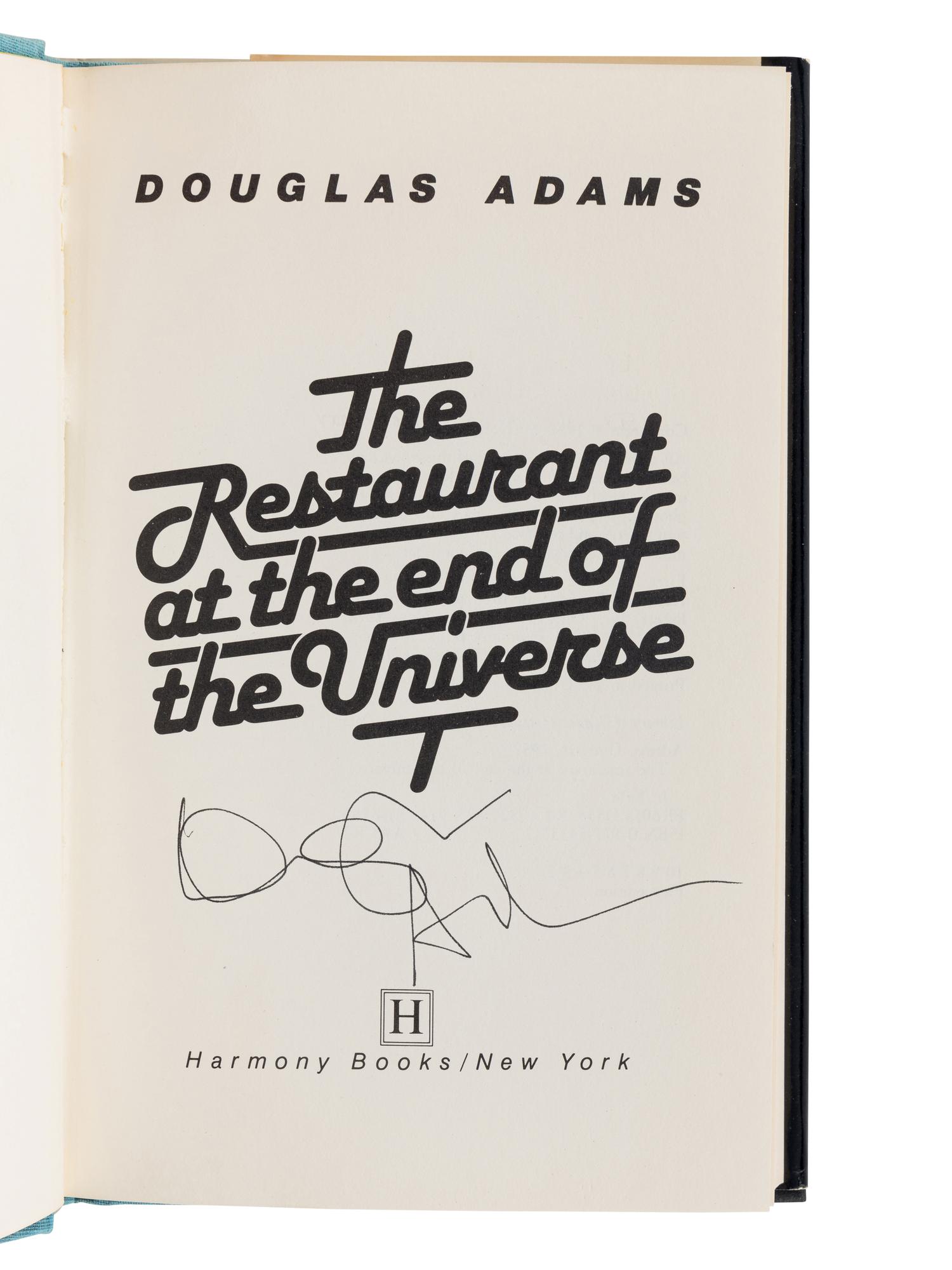 ADAMS, Douglas (1952-2001). A group of 5 SIGNED FIRST EDITION novels by Adams, including 4 books from the Hitchhiker’s Guide series, comprising: