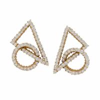 Diamond and Yellow Gold Geometric Earrings