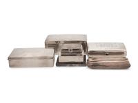A Group of Silver Table Caskets and Humidors