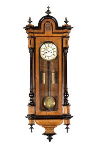 A Victorian Parcel Ebonized Walnut Regulator Clock