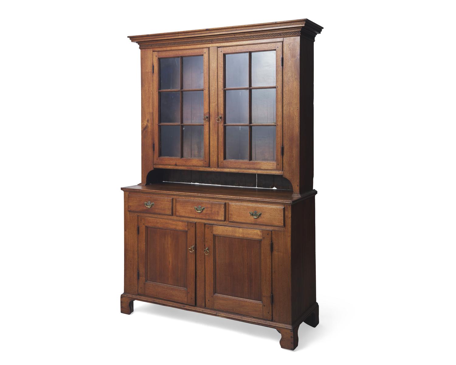 A Federal Walnut Step-Back Cupboard, Pennsylvania, Late 18th Century