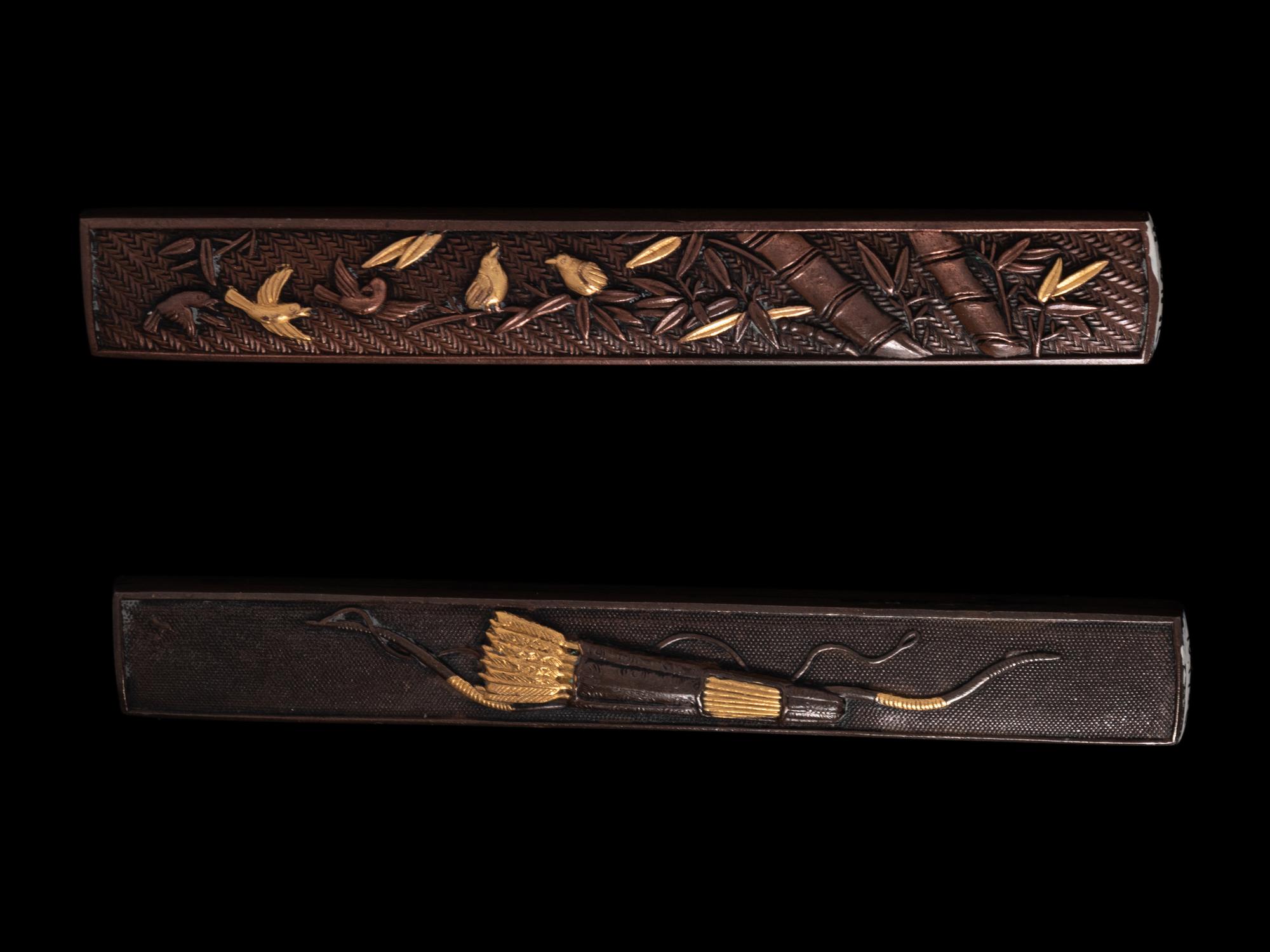 Eight Japanese Mixed-Metal Sword Fittings and Netsuke