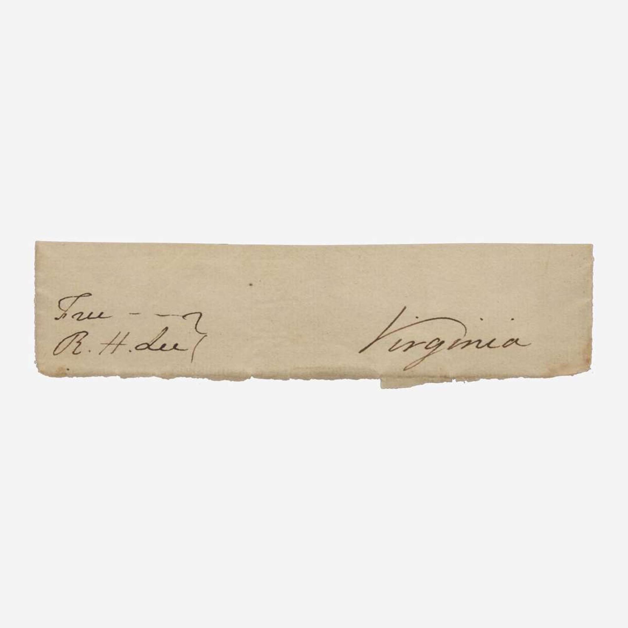 [Declaration of Independence] [Virginia] Lee, Richard Henry Cut Signature