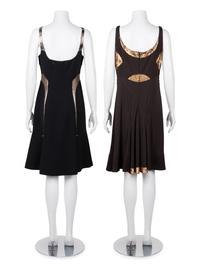 Two Chado Ralph Rucci Metallic Accented Sleeveless Dresses, 2000-10s