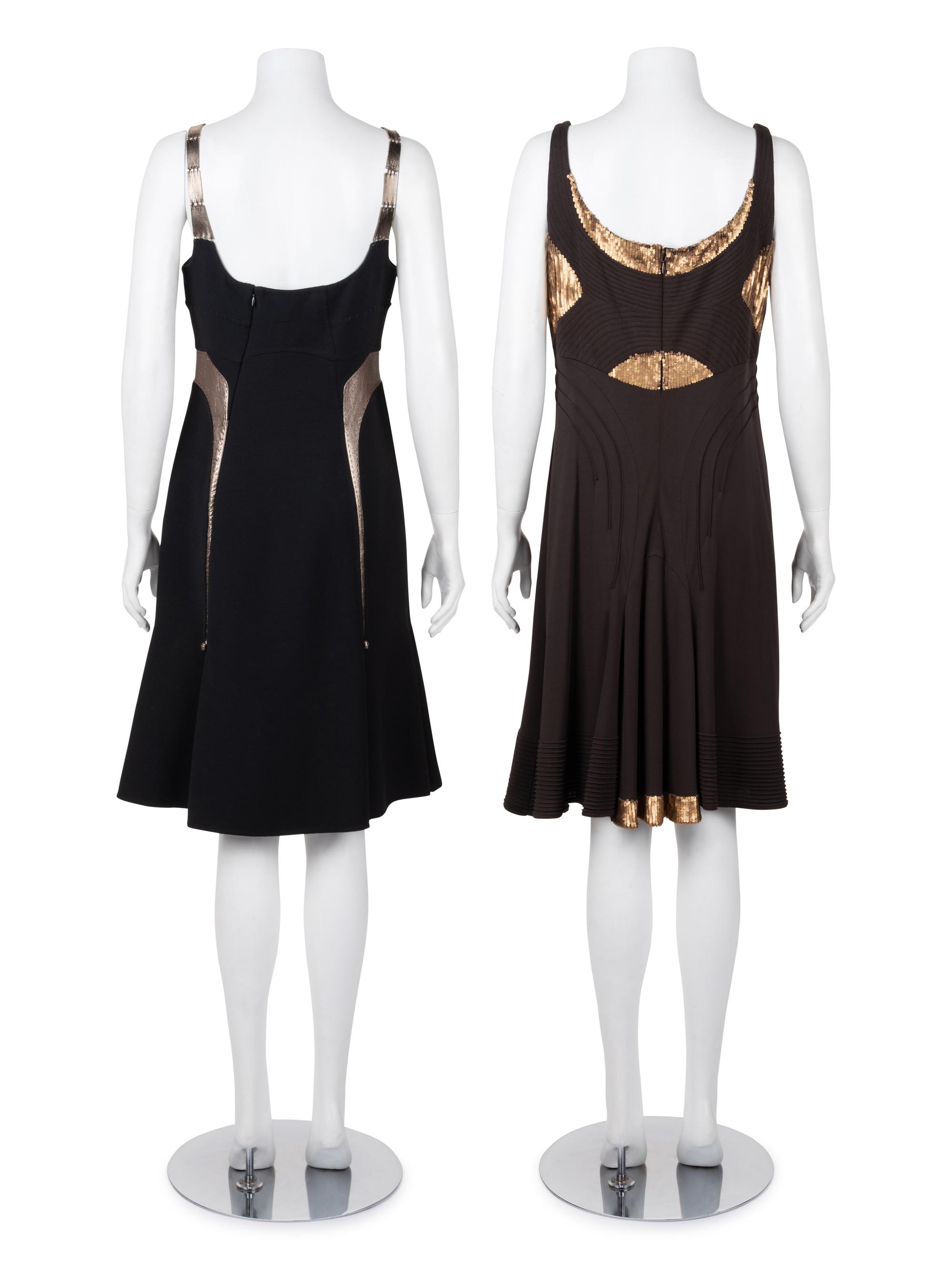 Two Chado Ralph Rucci Metallic Accented Sleeveless Dresses, 2000-10s