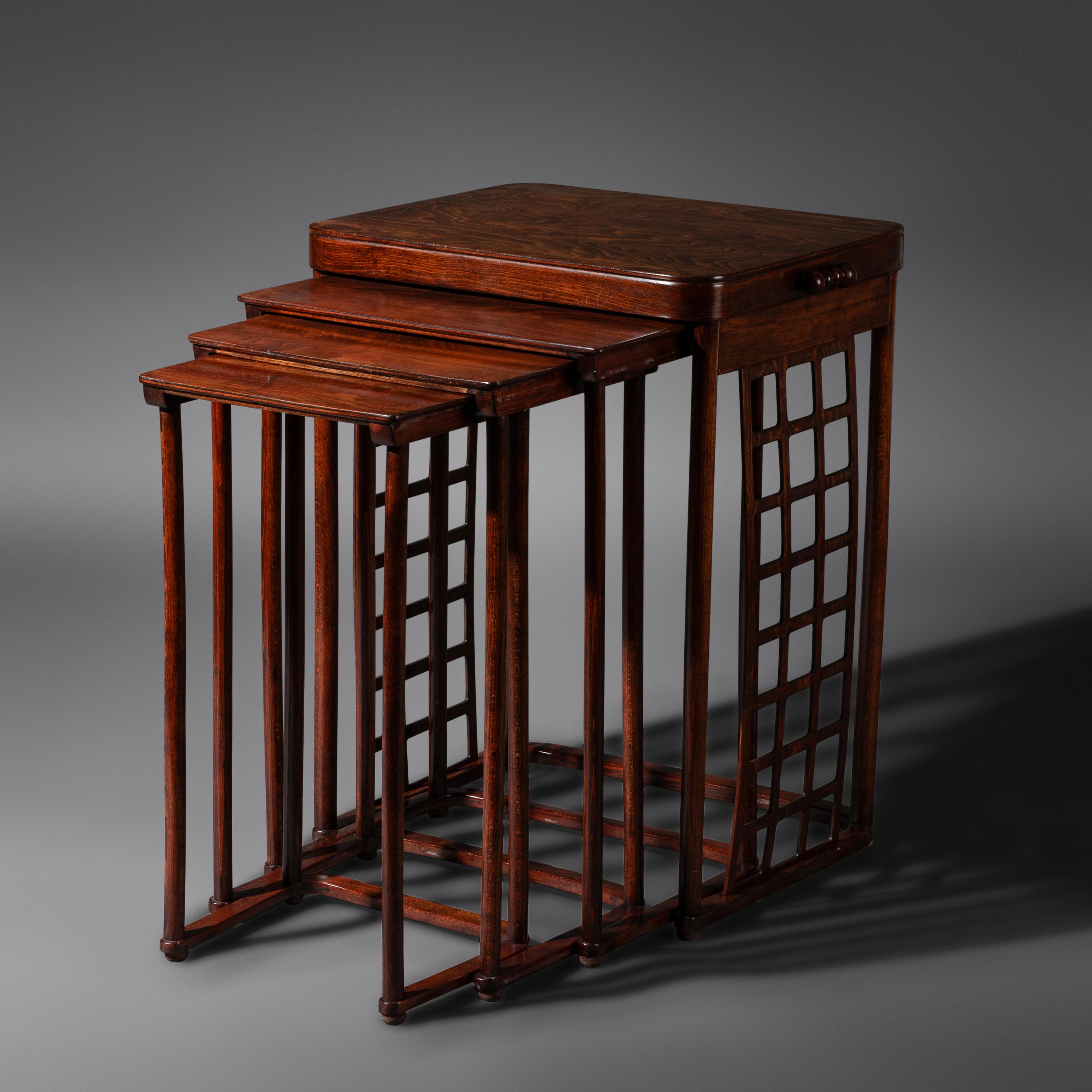 Set of Four Beechwood Nesting Tables, c. 1906 J. & J. Kohn, model no. 988
