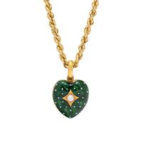 YELLOW GOLD, ENAMEL, AND SEED PEARL LOCKET AND CHAIN
