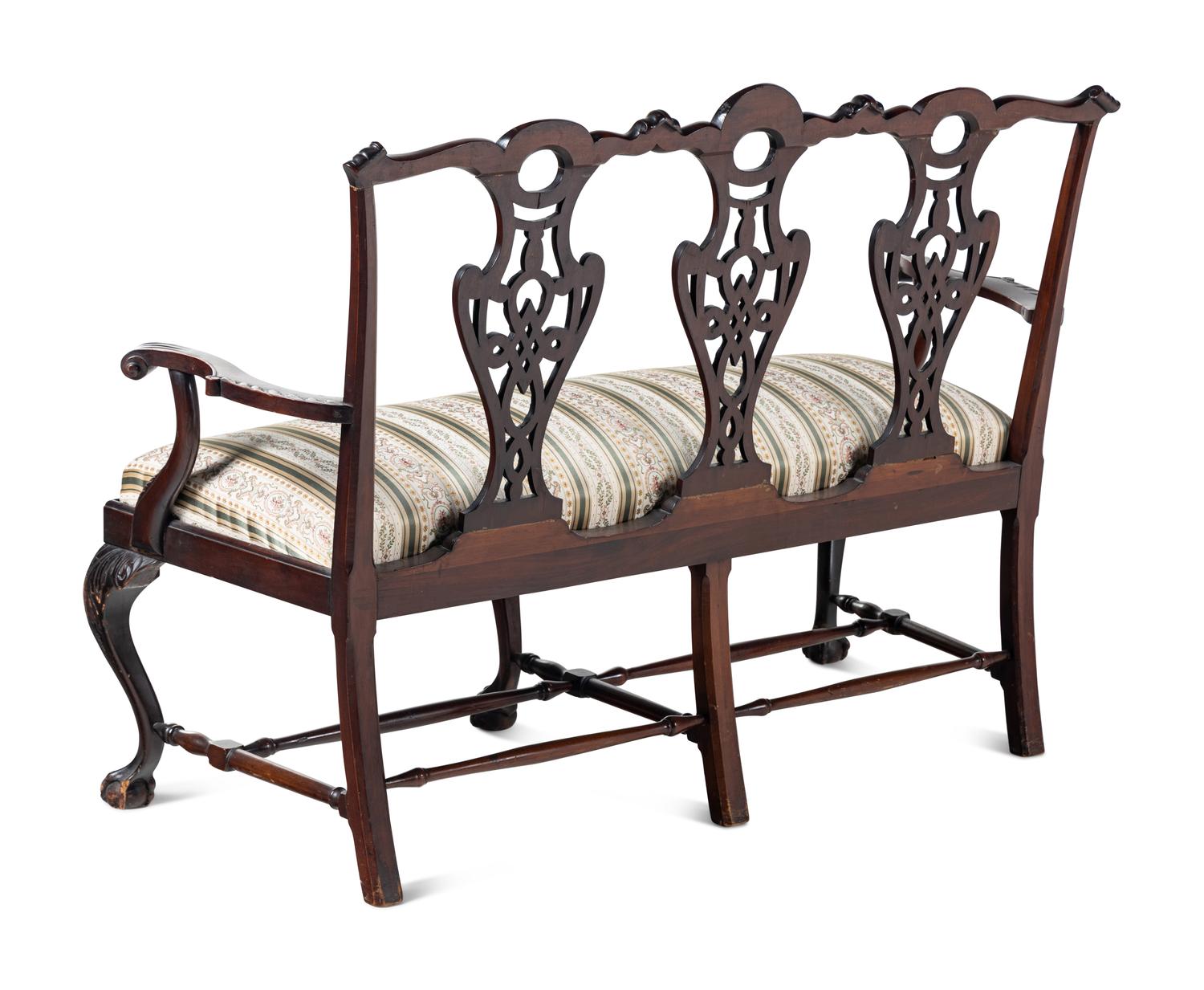 A George III Style Carved Mahogany Settee