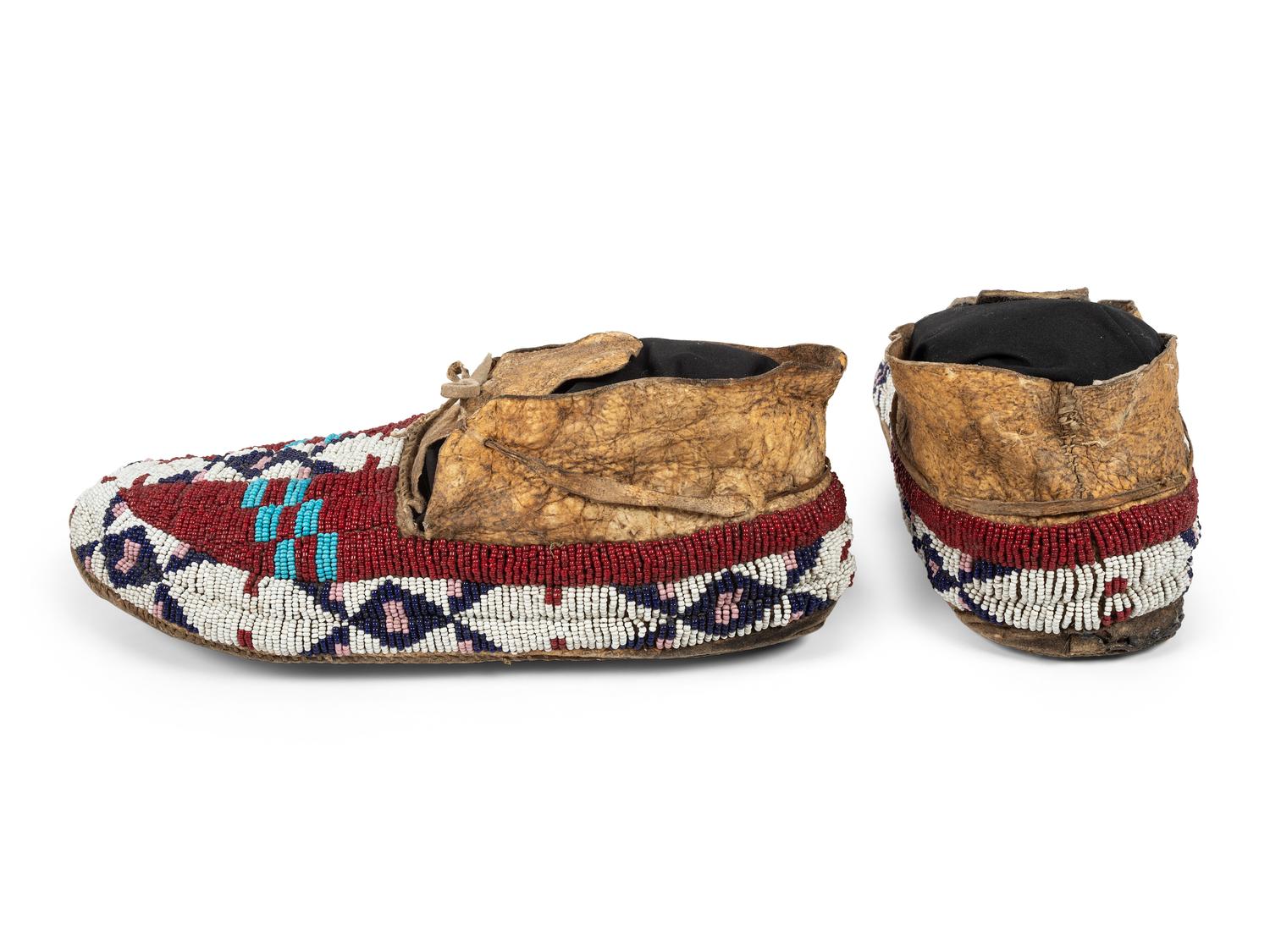 Northern Plains Beaded Hide Moccasins