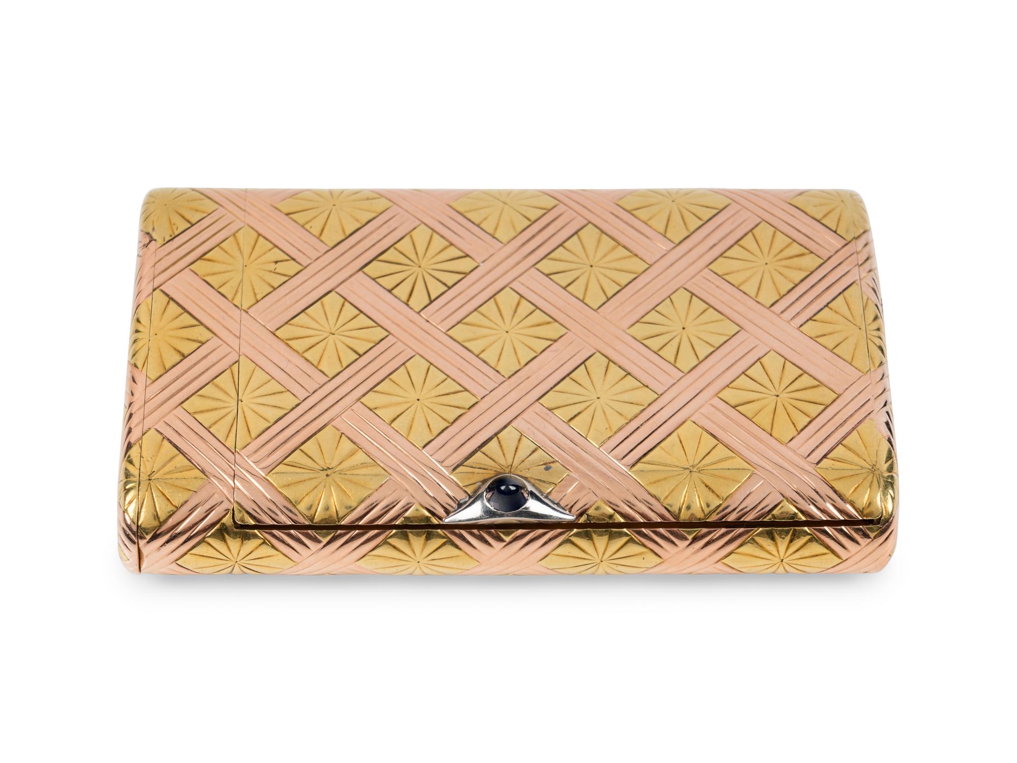 A Fabergé Yellow and Rose Gold Cigarette Case