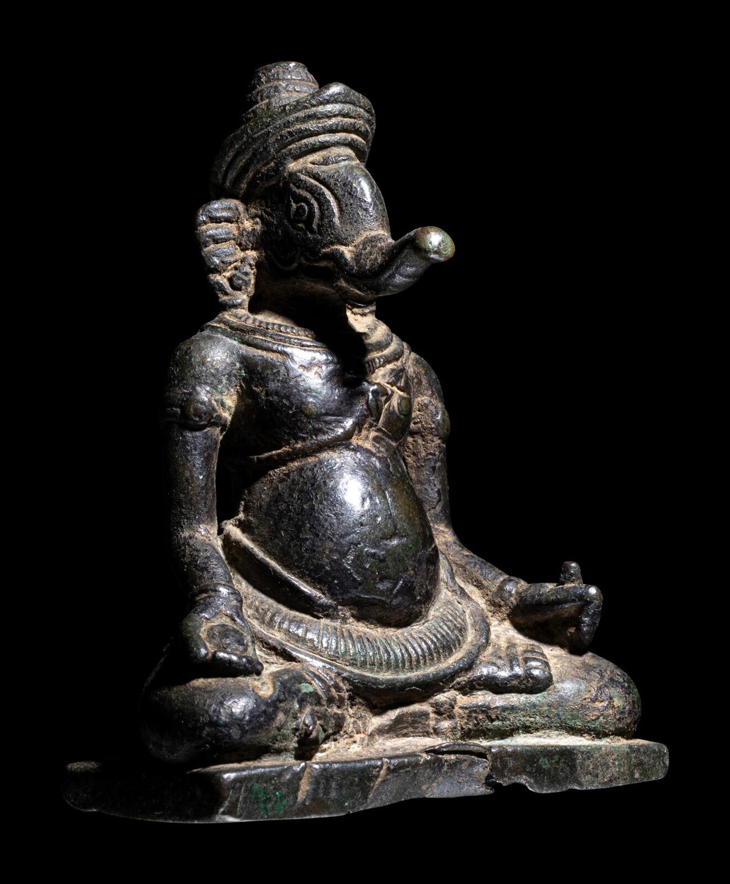 Two Khmer Bronze Figures of Ganesha