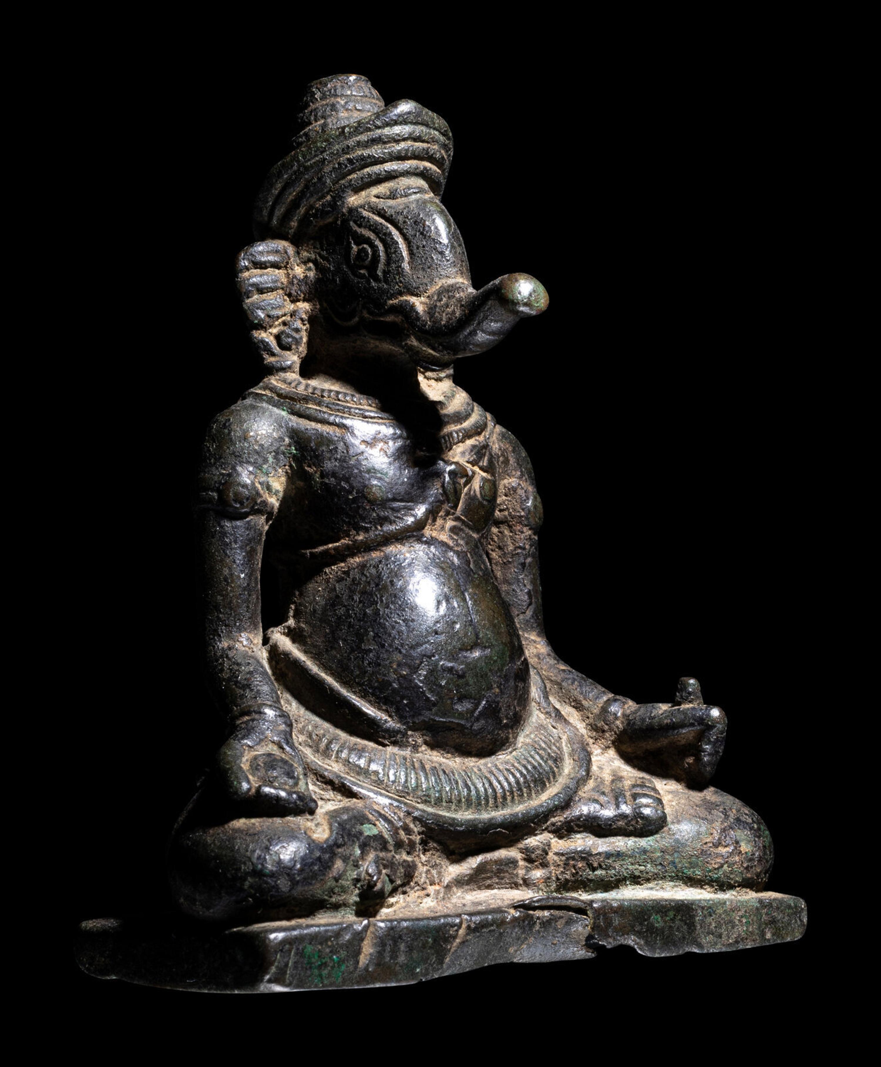 Two Khmer Bronze Figures of Ganesha