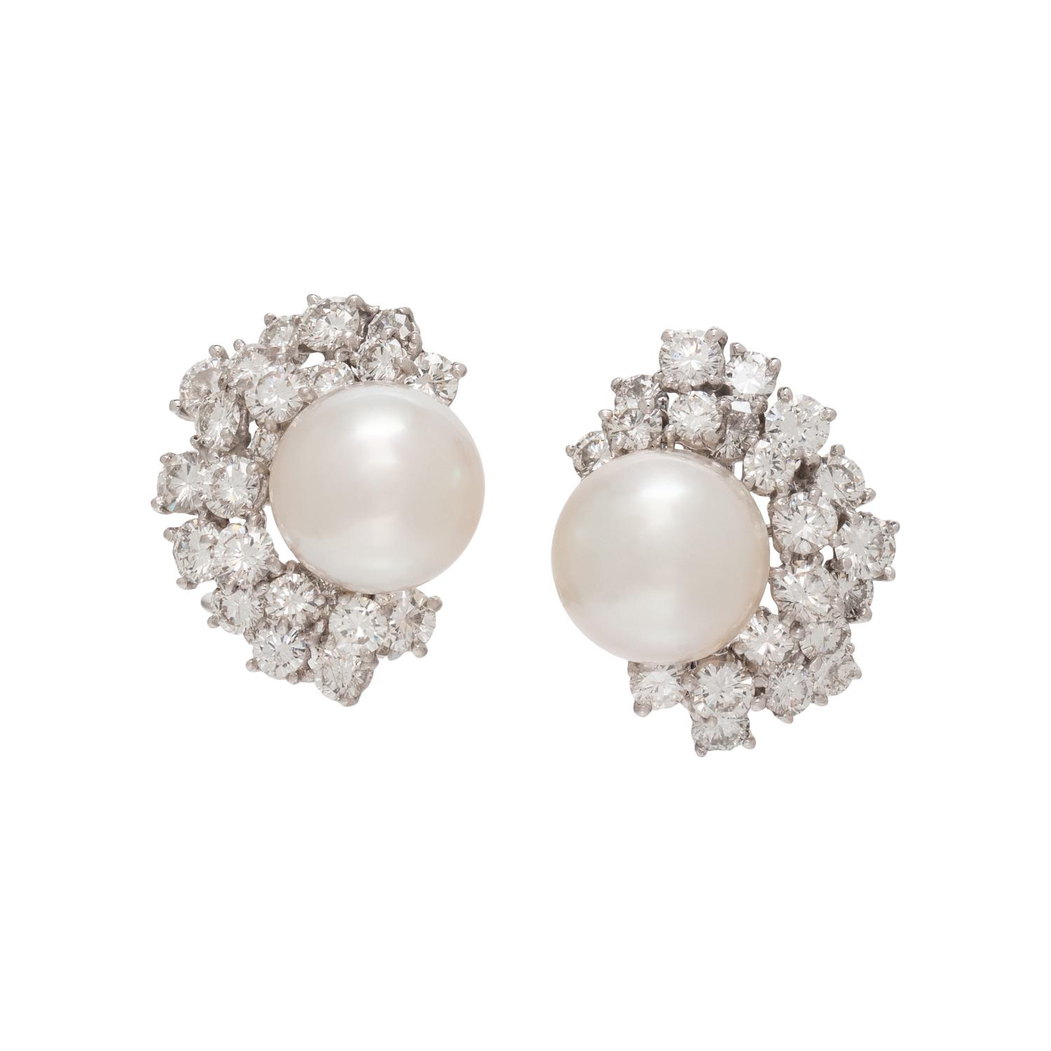 SOUTH SEA CULTURED PEARL AND DIAMOND EARRINGS