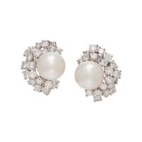 SOUTH SEA CULTURED PEARL AND DIAMOND EARRINGS