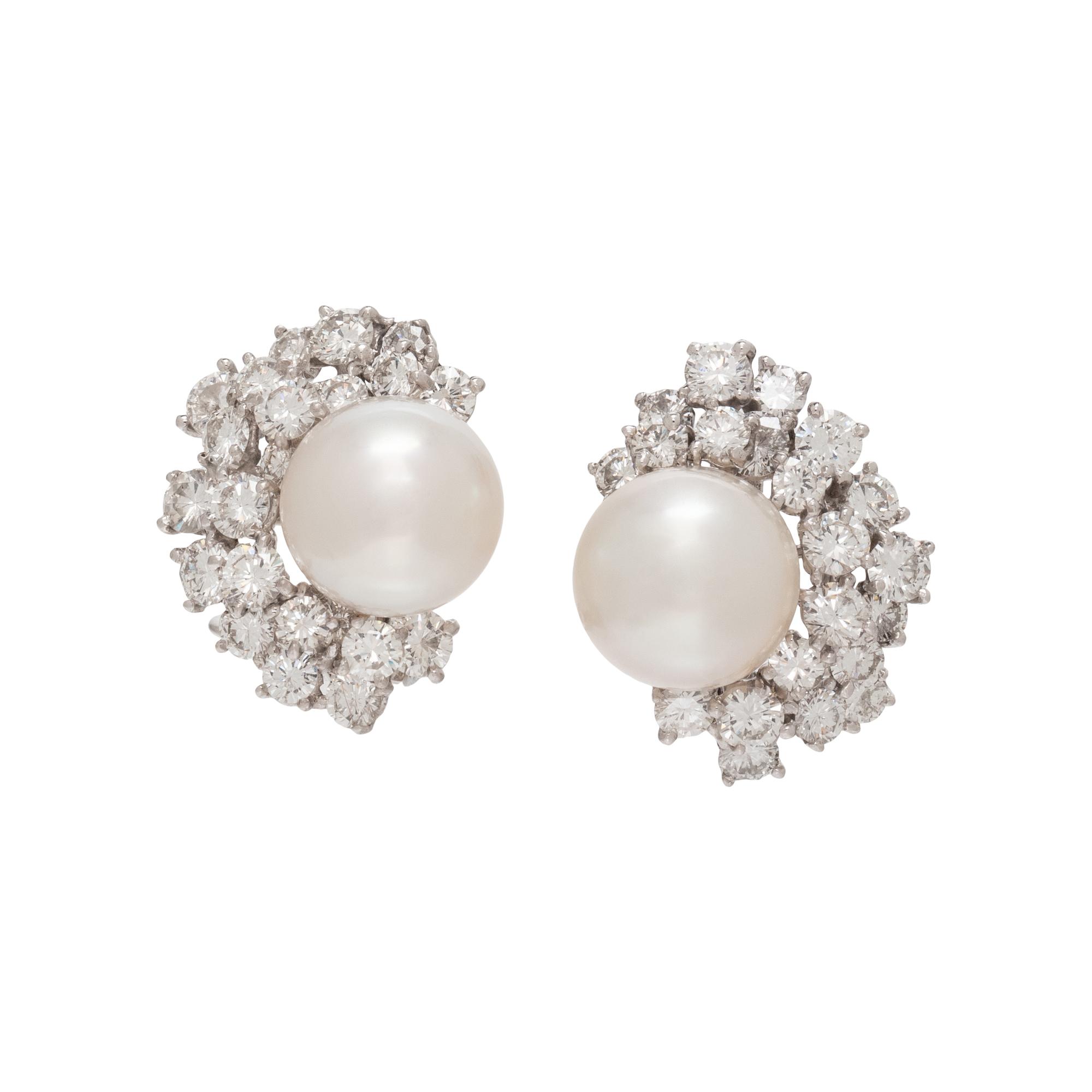 SOUTH SEA CULTURED PEARL AND DIAMOND EARRINGS
