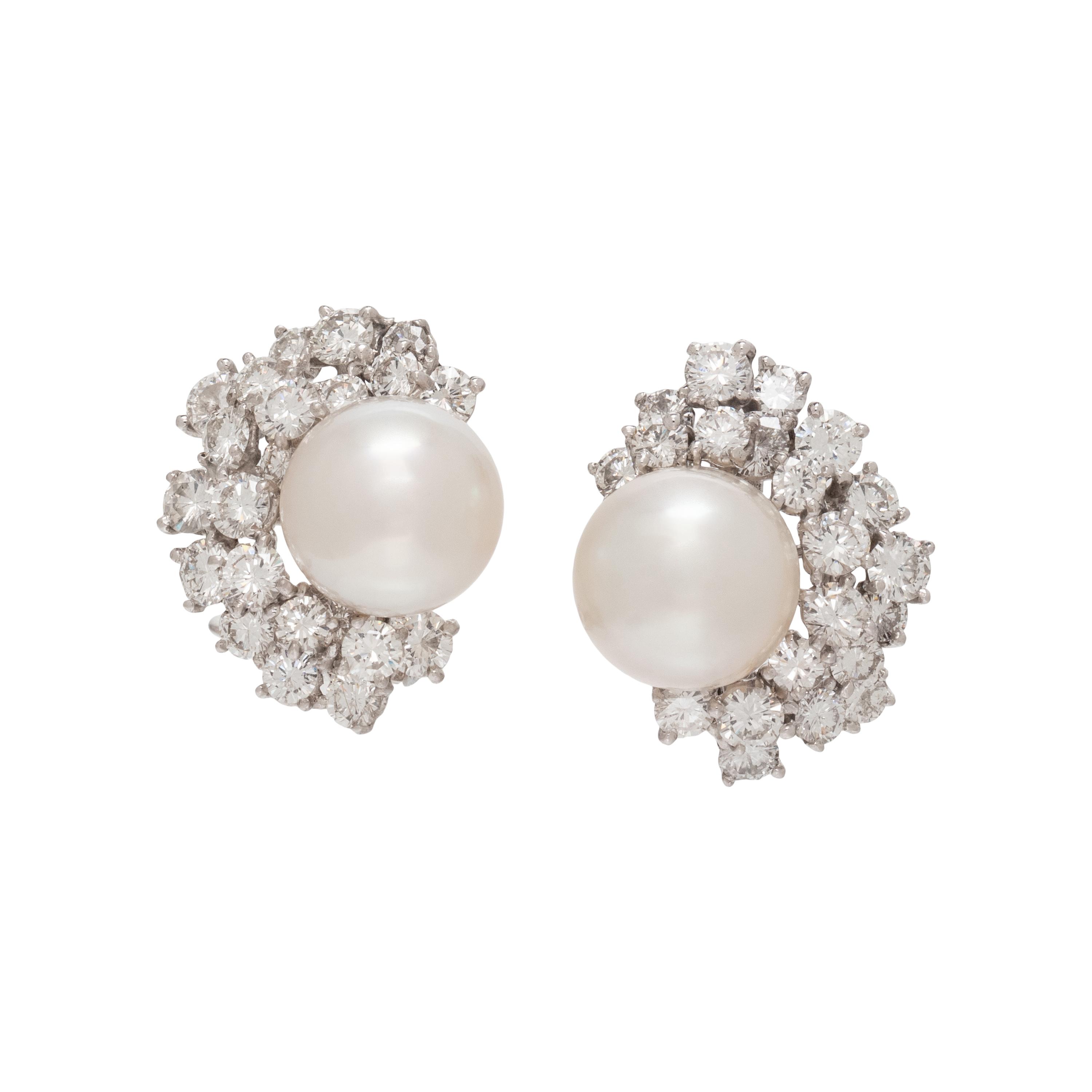 SOUTH SEA CULTURED PEARL AND DIAMOND EARRINGS