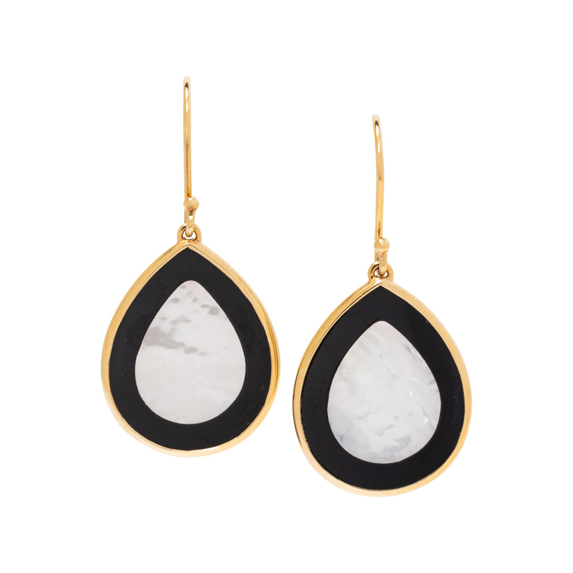IPPOLITA, MOTHER-OF-PEARL AND ONYX 'POLISHED ROCK CANDY' EARRINGS