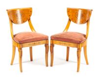 A Pair of Baltic Fruitwood Side Chairs Height 32 inches.