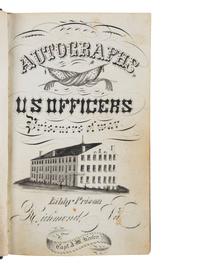 [CIVIL WAR]. Union POW autograph album signed by officers confined at Libby Prison and Bible identified to Capt. Alonzo Martin Keeler, 22nd Michigan Infantry.