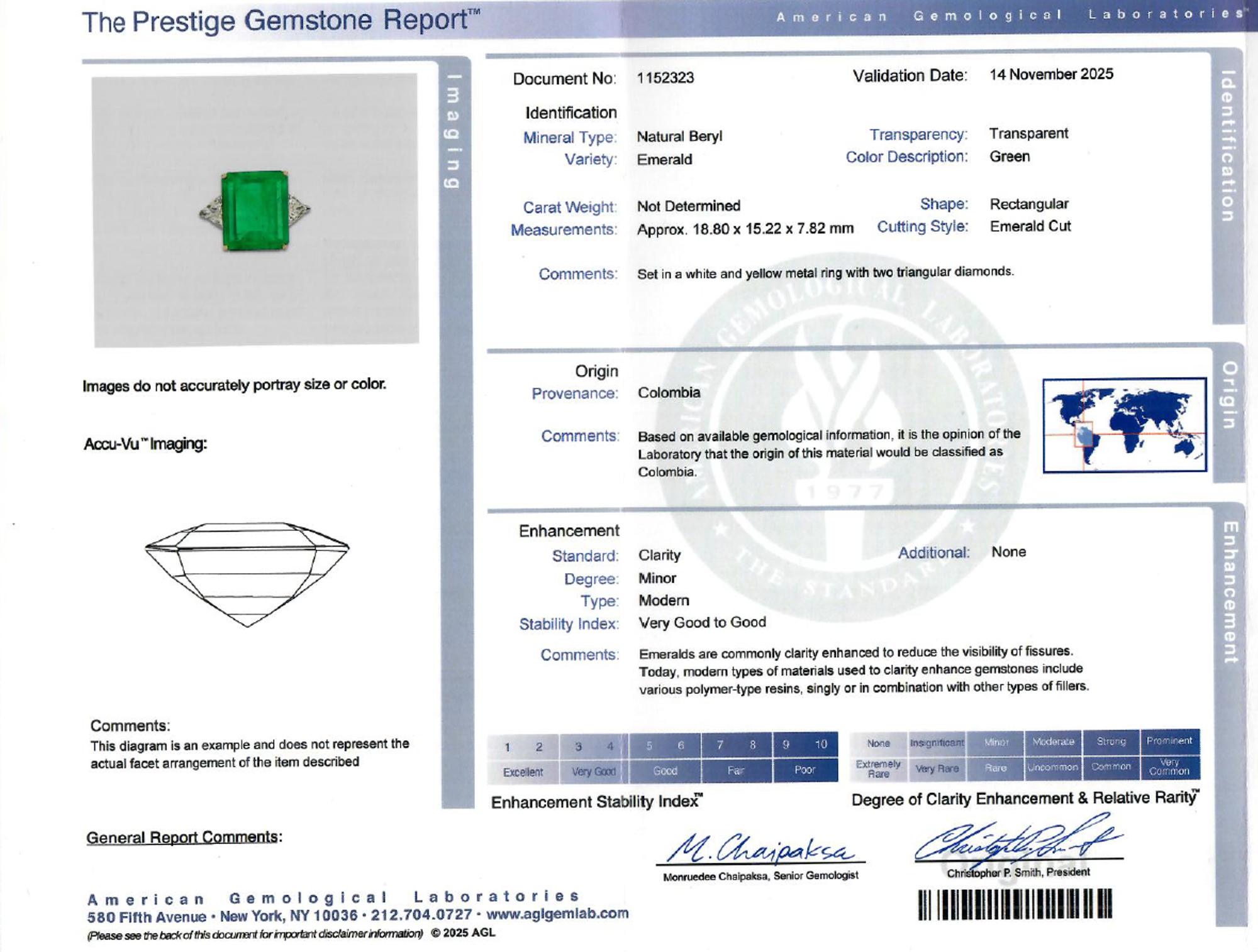 COLOMBIAN EMERALD AND DIAMOND RING