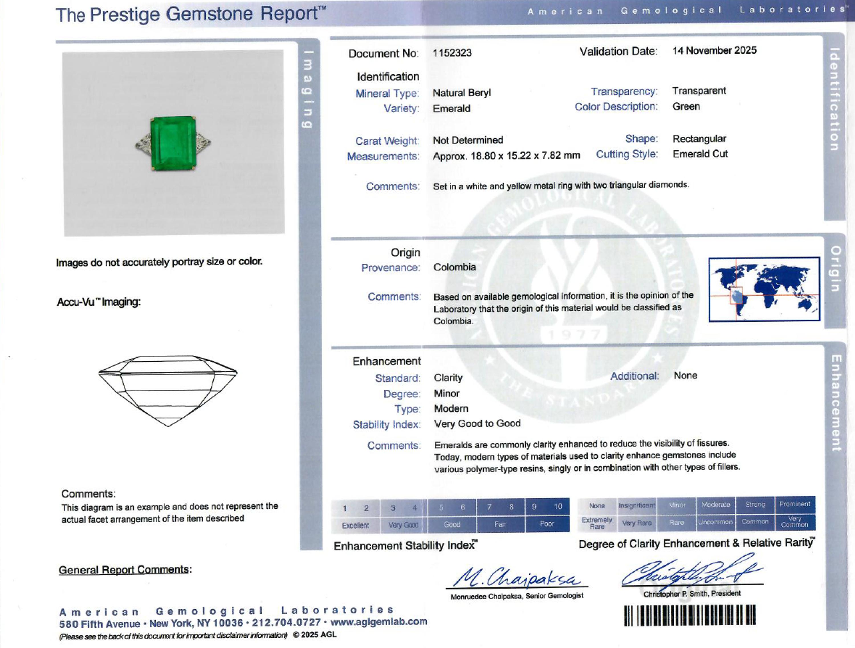 COLOMBIAN EMERALD AND DIAMOND RING