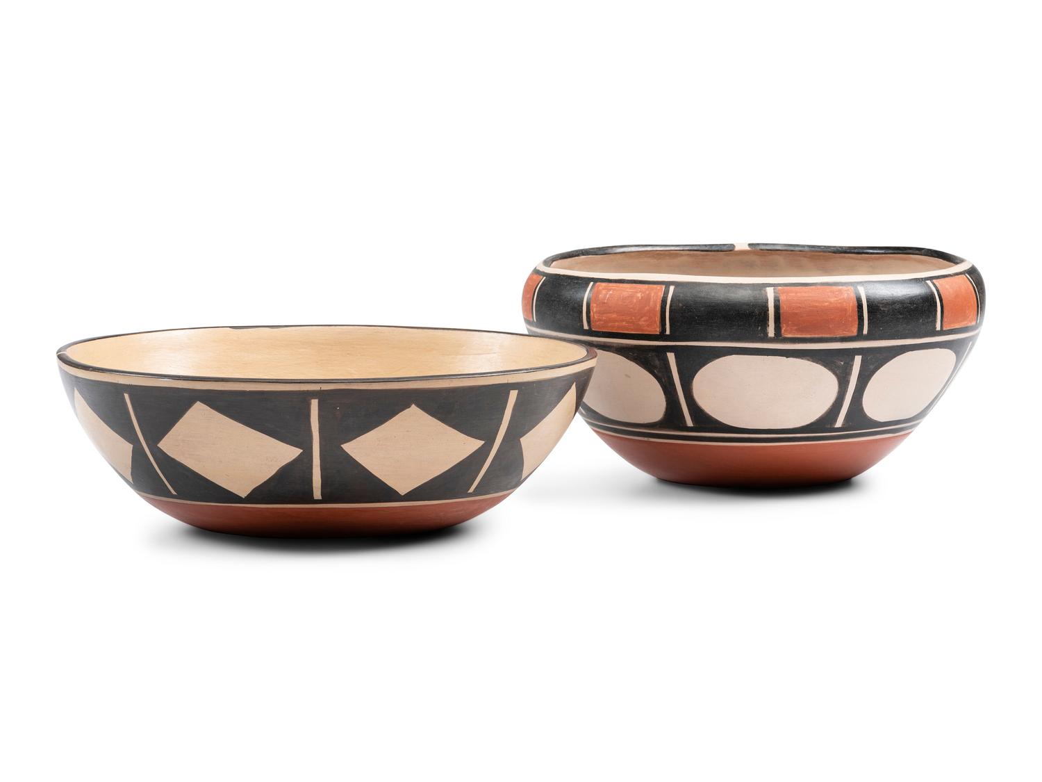 Polychrome Pottery Bowls, with Animals