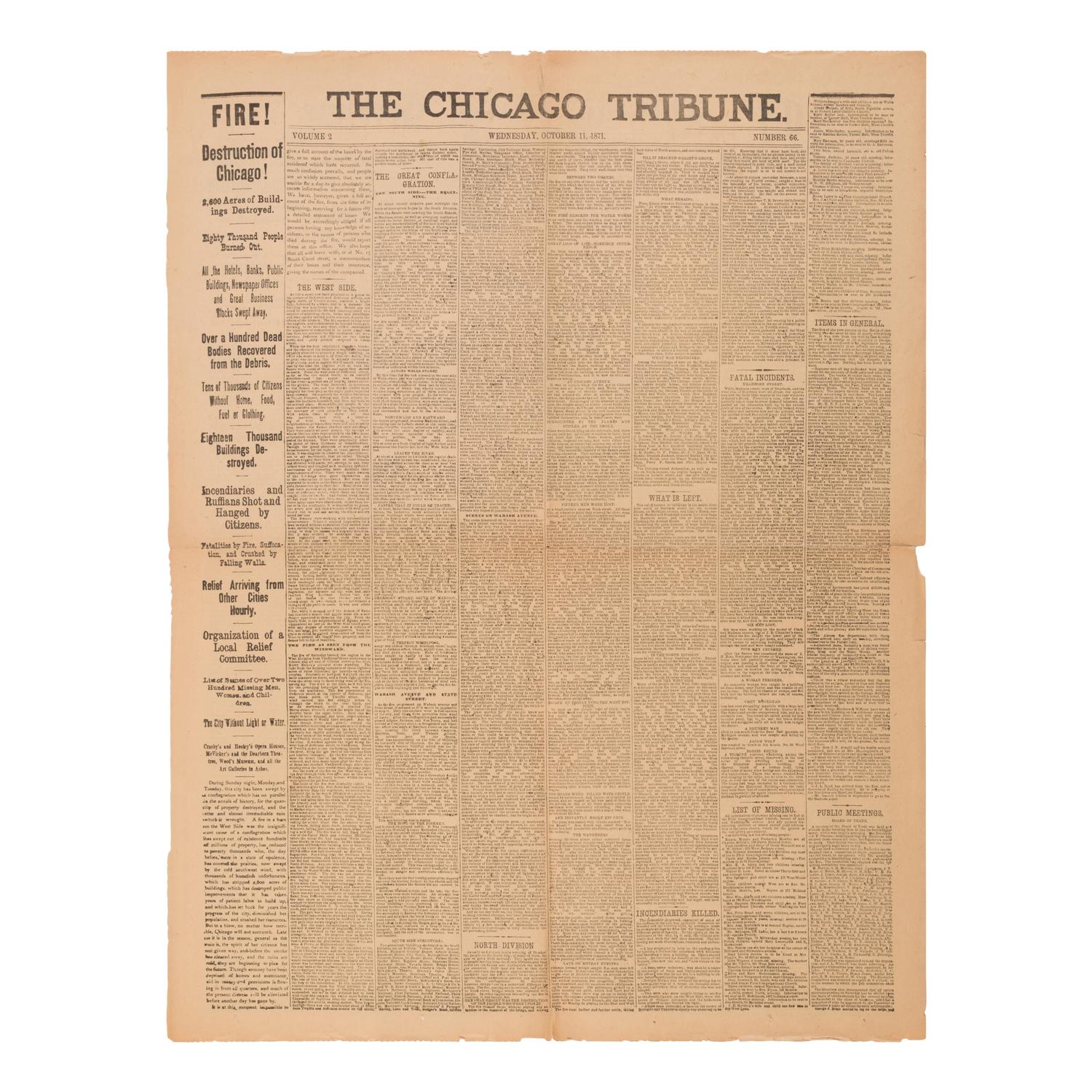 [Chicago Fire]. A large archive of letters, documents, tokens, and ephemera related to the Great Fire.