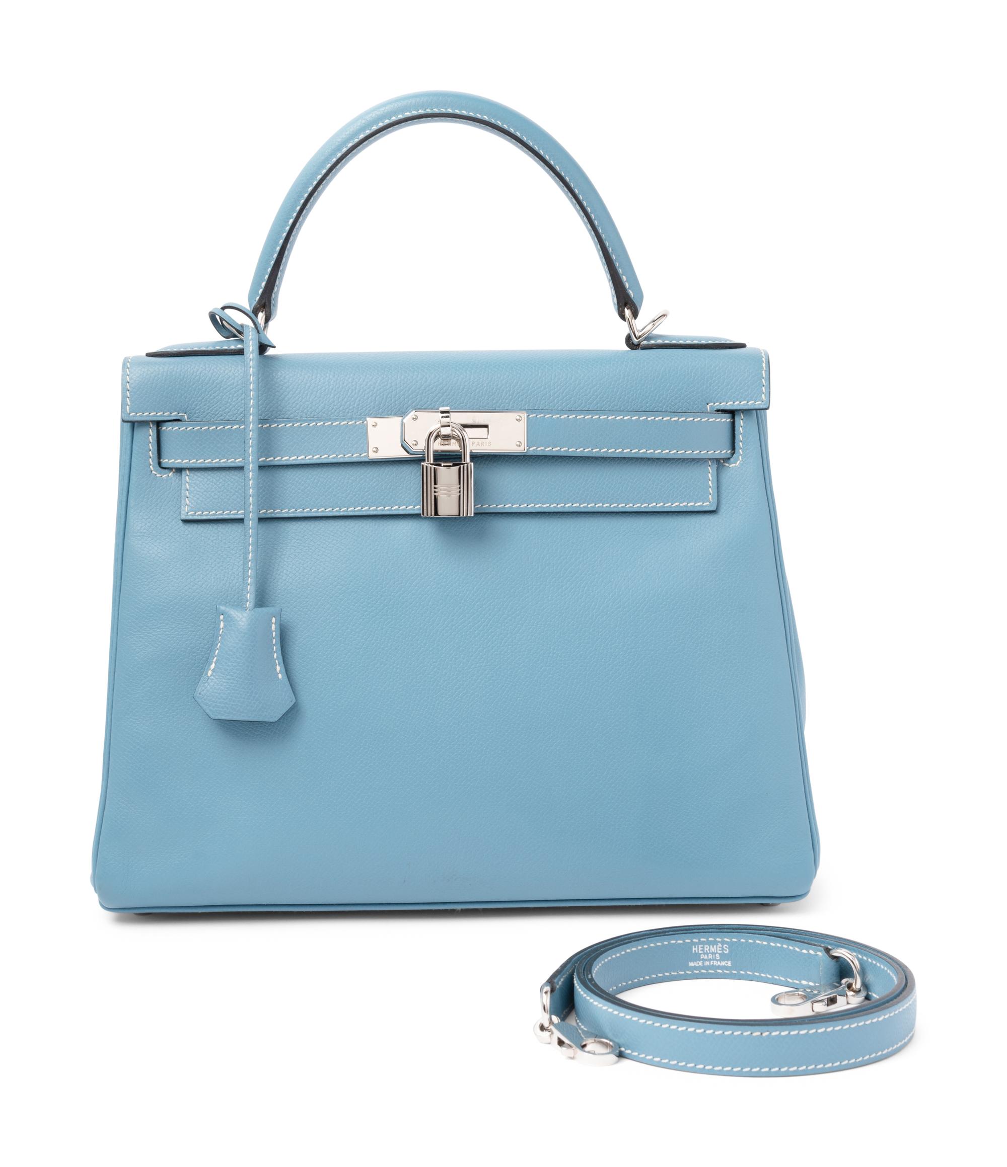 Hermès Kelly Retourne 28cm Blue Jean Bag, 2005