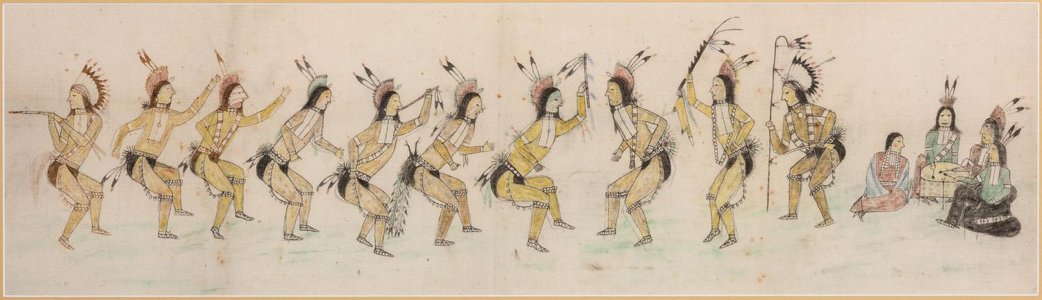 Sioux Painting on Muslin, Grass Dance
