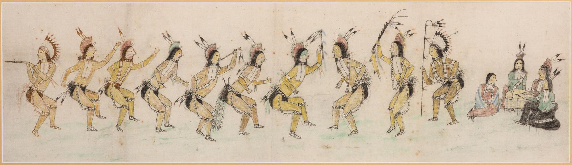 Sioux Painting on Muslin, Grass Dance