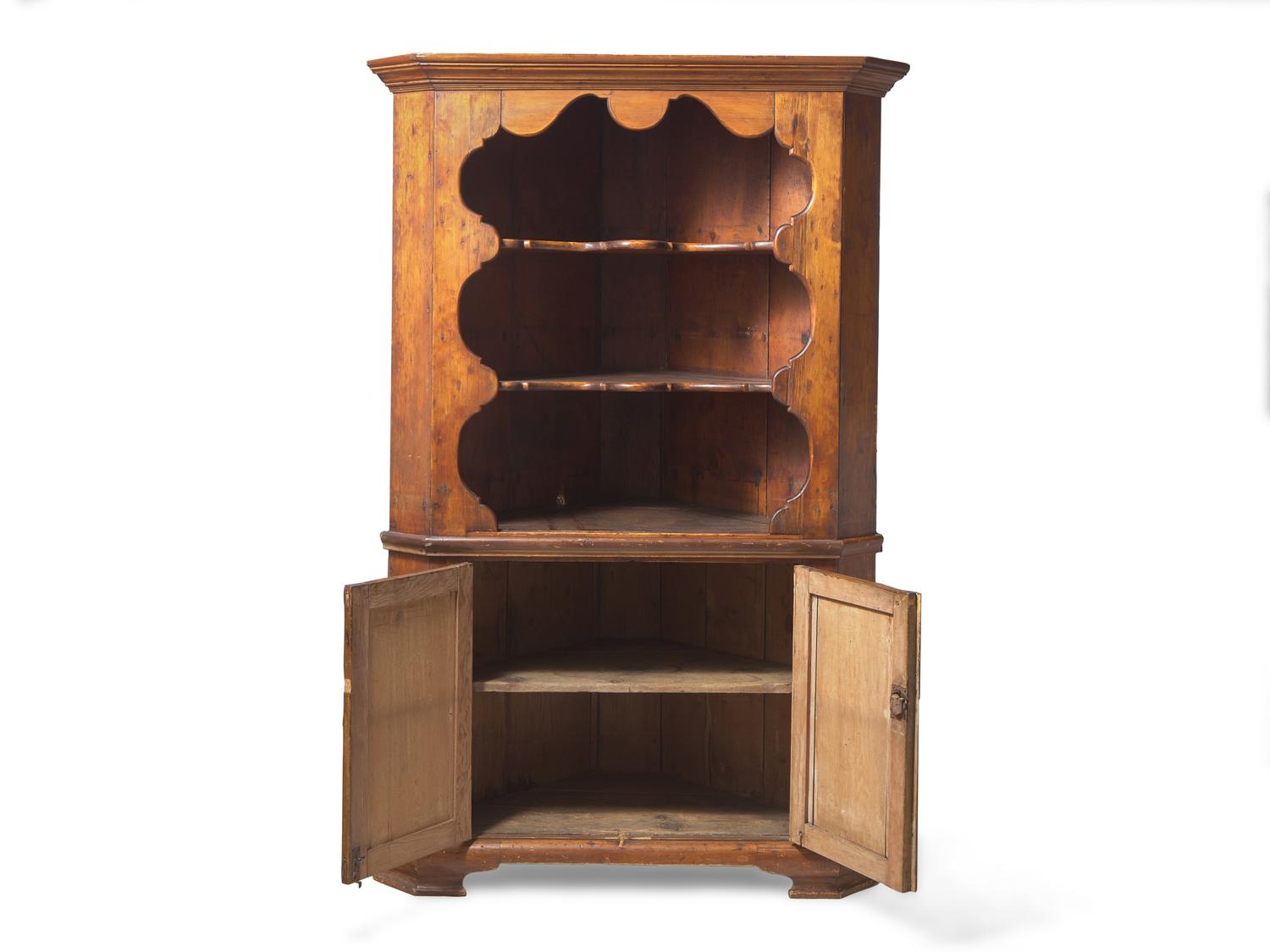 A Chippendale Pine Corner Cupboard