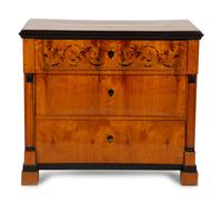 An Austrian Biedermeier Cherry and Ebonized Inlaid Commode — 19th Century