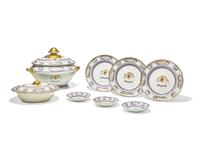 A group of eight Chinese Export porcelain tablewares from the "Araujo de Acebedo Service," made for the Portuguese Market, circa 1750