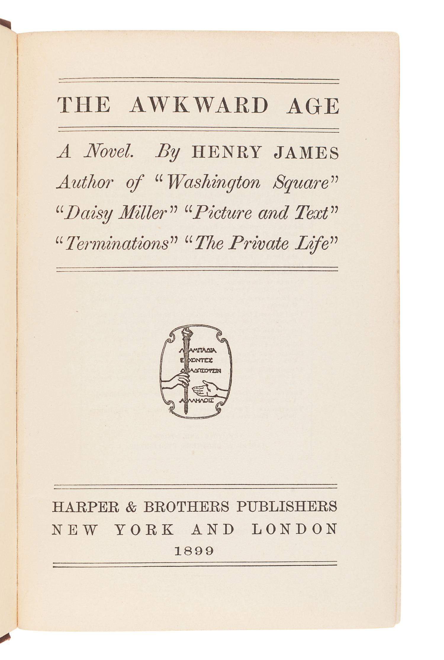 JAMES, Henry (1843-1916). A group of 3 works by JAMES, comprising,