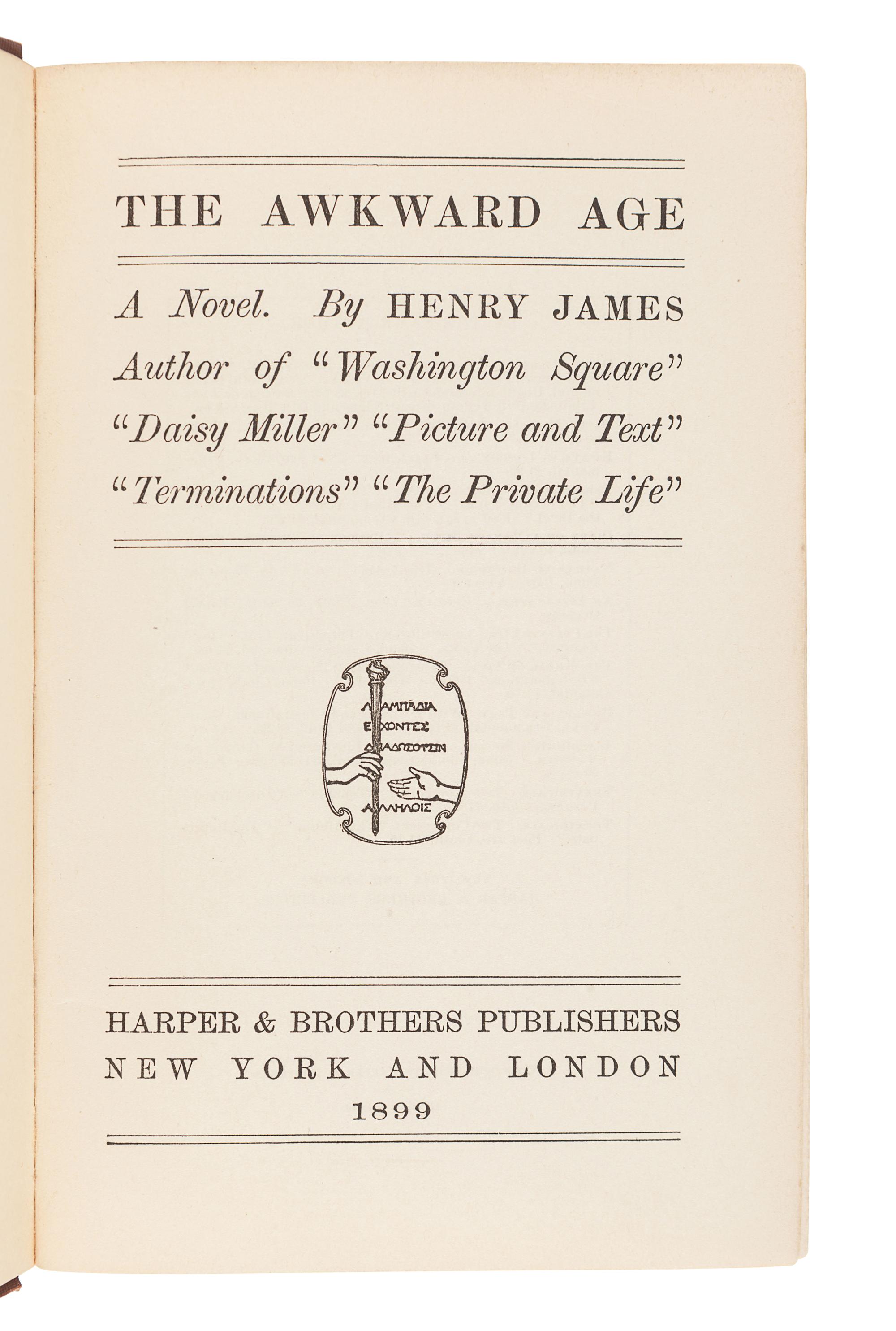 JAMES, Henry (1843-1916). A group of 3 works by JAMES, comprising,