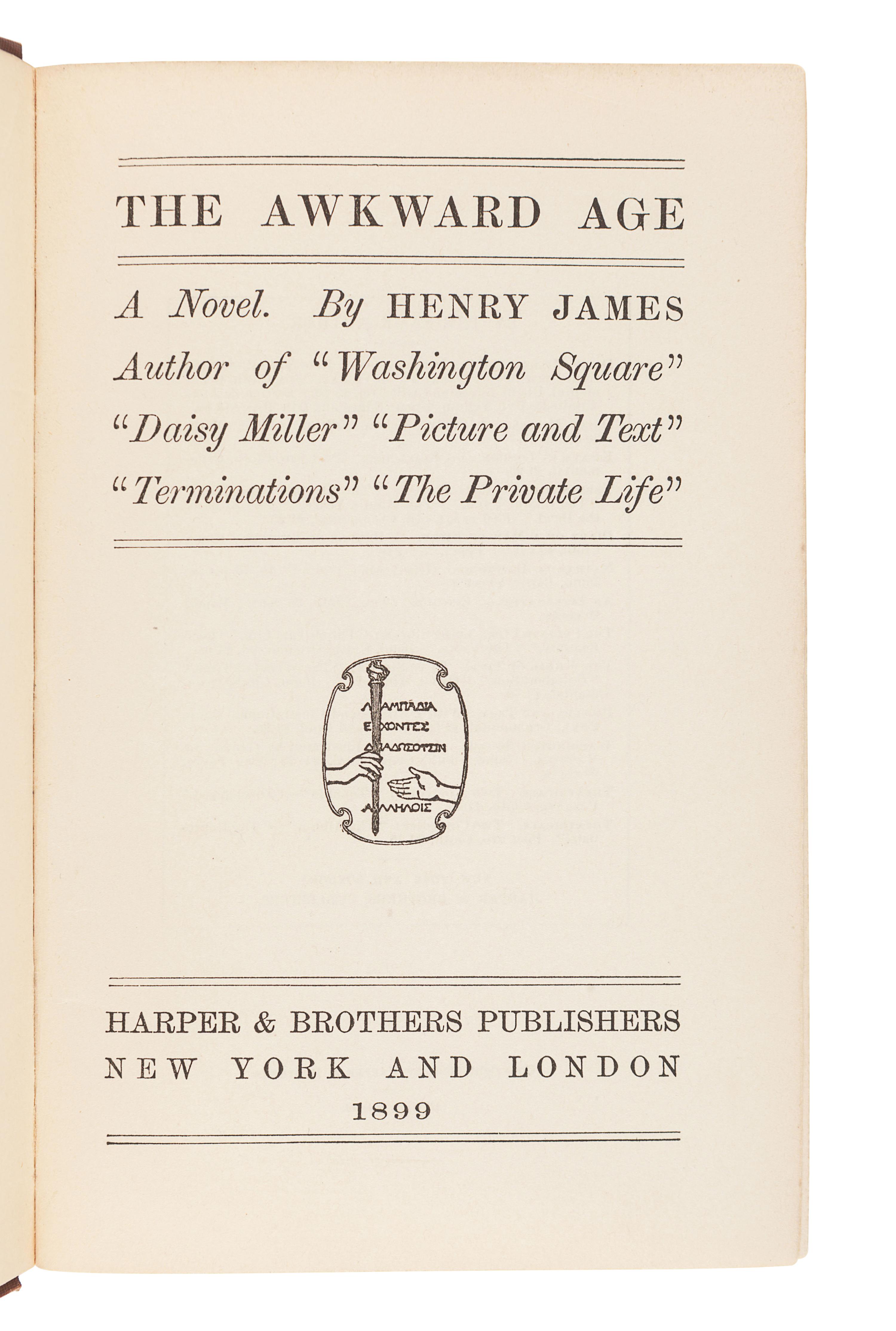 JAMES, Henry (1843-1916). A group of 3 works by JAMES, comprising,