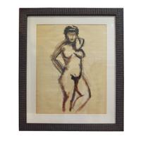 A Framed Pastel Figural Drawing 31.5" W x .5" D x 26.25" H — United States, 20th Century