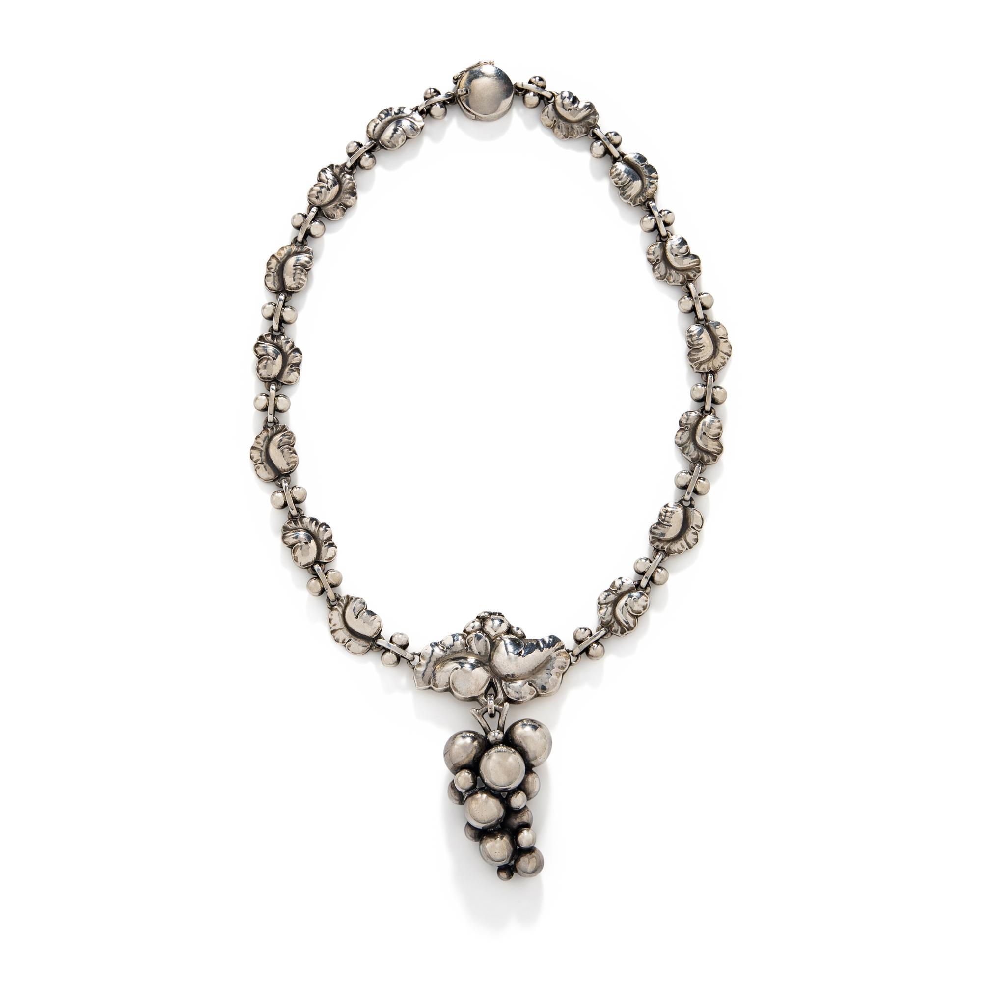 HARALD NIELSEN FOR GEORG JENSEN, STERLING SILVER 'MOONLIGHT GRAPE' NECKLACE