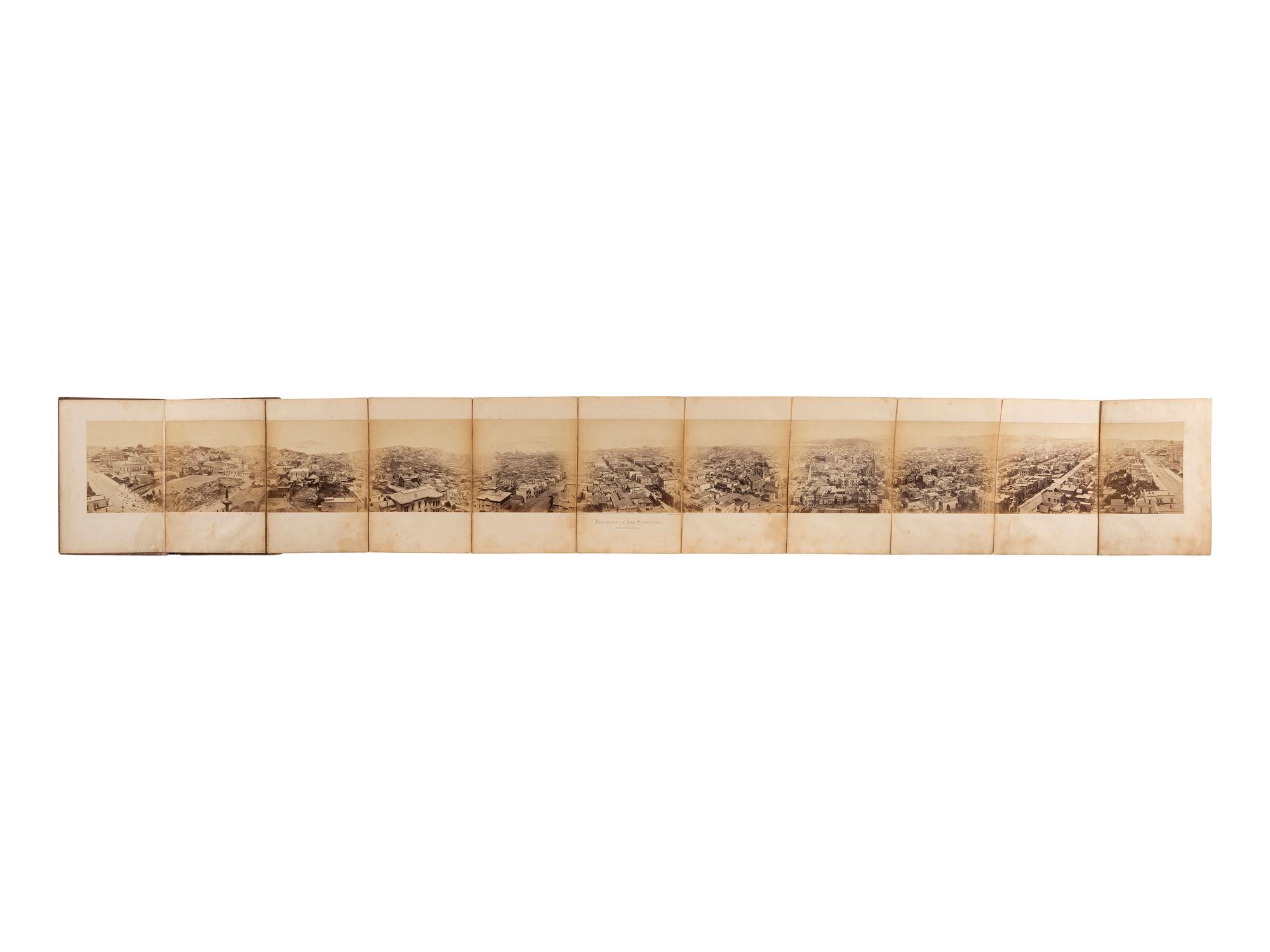 [WESTERN AMERICANA]. MUYBRIDGE, Eadweard (1830-1904), photographer. Panorama of San Francisco from California St. Hill . 1877. 11-panel albumen photograph panorama.