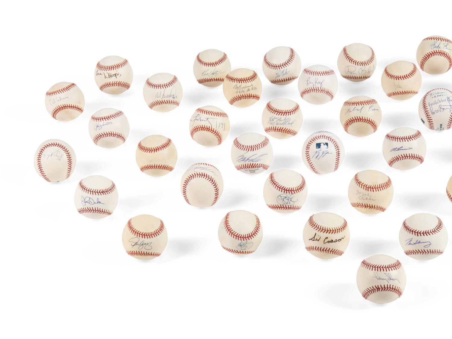 A Group of 44 Baseballs Signed by Jewish Notables,